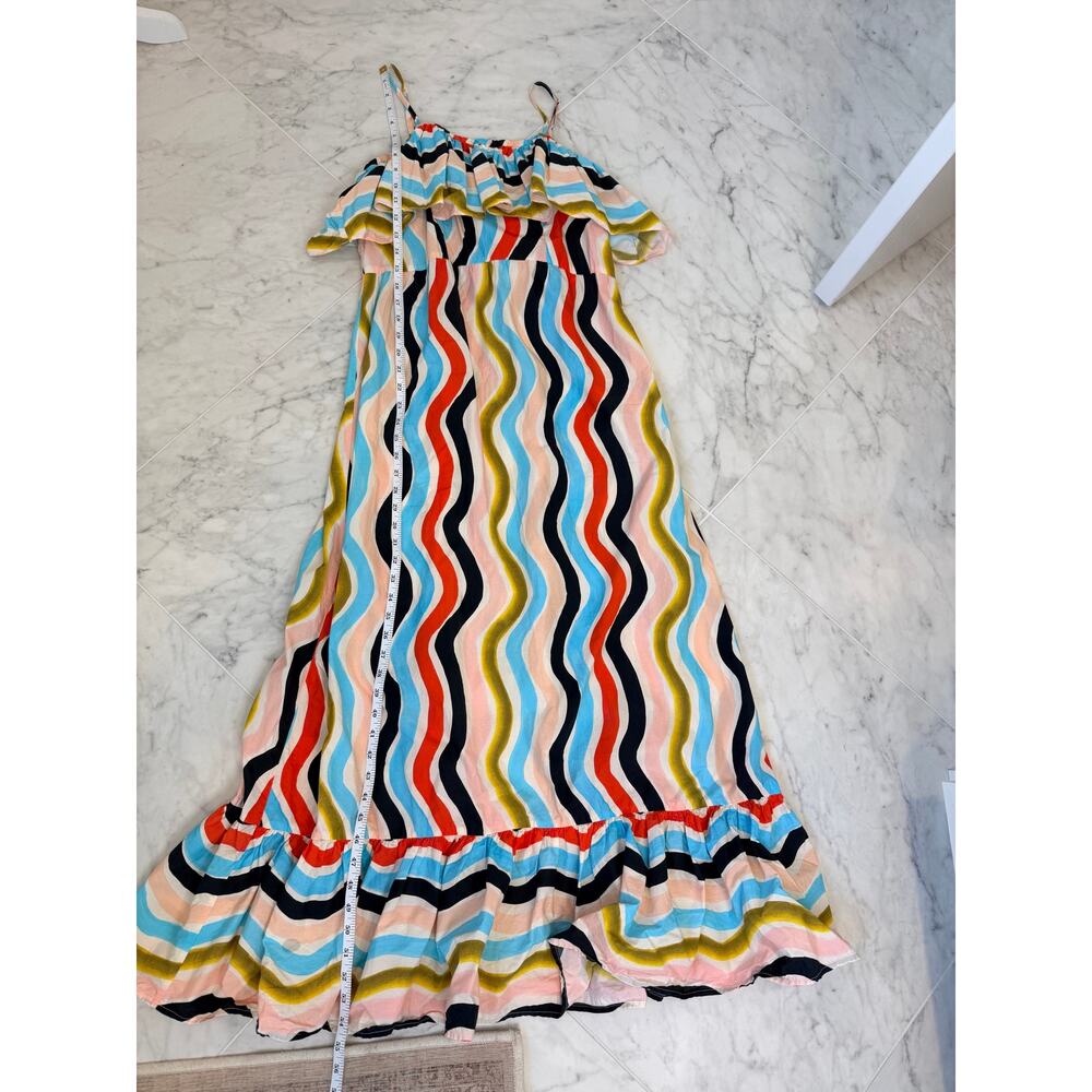 FARM Rio Wavy Stripe Ruffle Sleeveless Maxi Dress Large - Picture 9 of 12